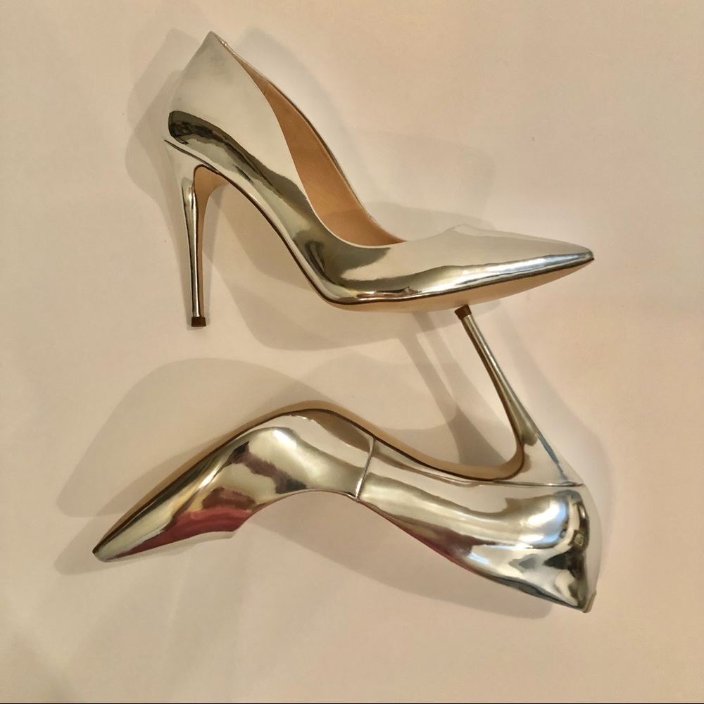 STEVE MADDEN Reflective Silver Heels